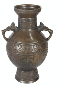 Qing Bronze Vase with Dog head handles